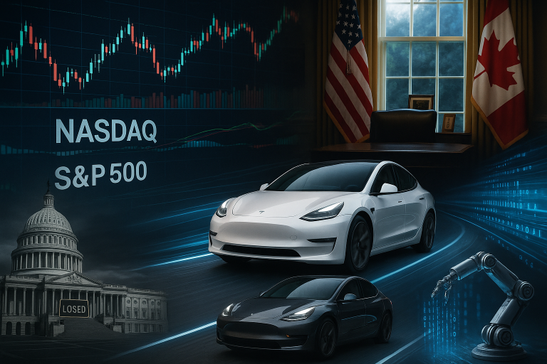 US digest: Tesla’s lower cost models, US Canada trade talks, markets close in red